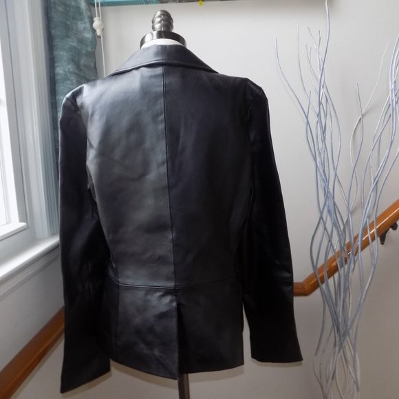RAMPAGE JEAN CO. Genuine Leather Black Blazer Jacket Size Medium - Picture 3 of 4